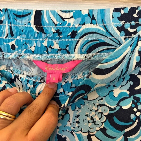 Lilly Pulitzer 29" Rici Stretch Jogger Pant Resort White Mermazing small - Picture 5 of 5